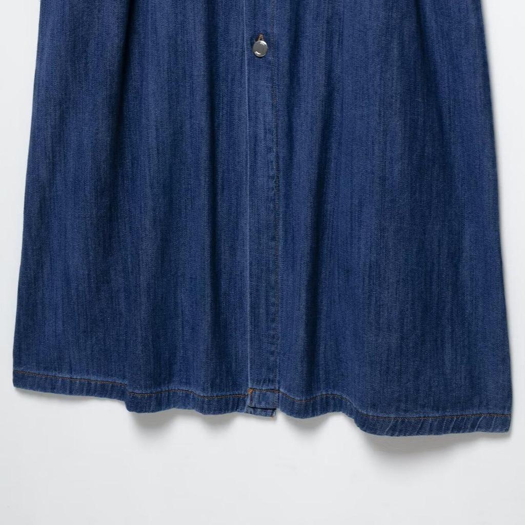 TAOP&ZA Summer Women's Elegant Midi Denim Belted Dress