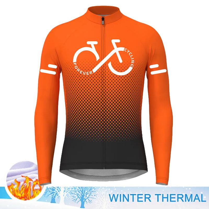 Gradient Color Series Cycling Jersey 2023 Winter Fleece Men Long Sleeve Cycling Clothing MTB Road Bike Shirts Warm Bicycle Wear