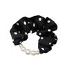2025 New Style Women's Polka Dot Satin Pearl Hair Tie Bun Head Ring