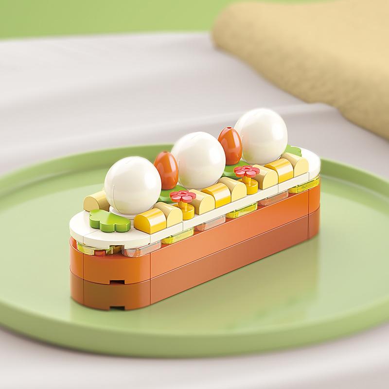 

DIY MOC Cake Waffle Toast Chocolate Shuflei Swiss Roll Ice Cream Crispy Tarts Building Blocks Model Bricks Kids Sets Kits Toys