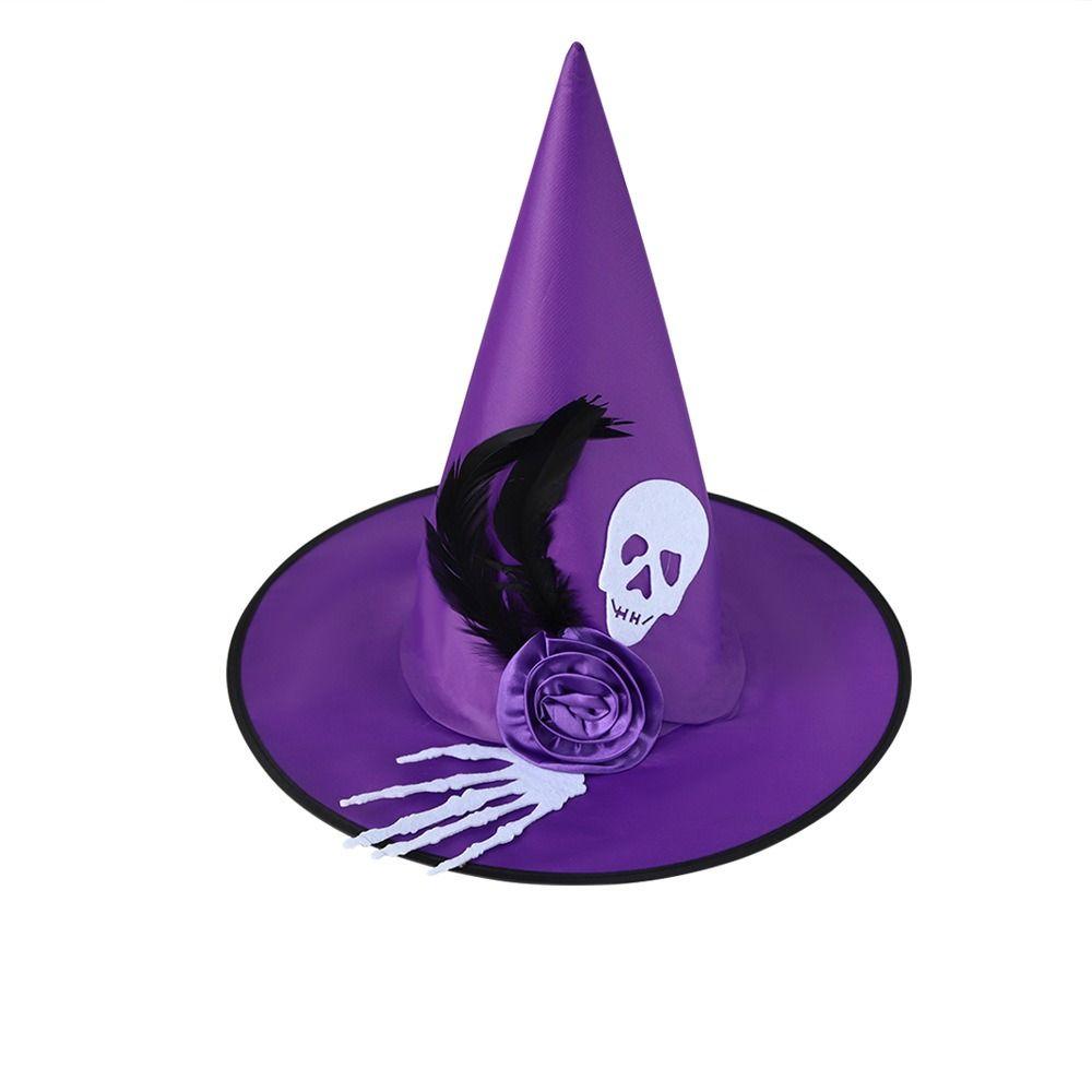 Skull Pattern Halloween Witch Hat Colorful Halloween Cosplay Accessories Children Wizard Cap  Kids