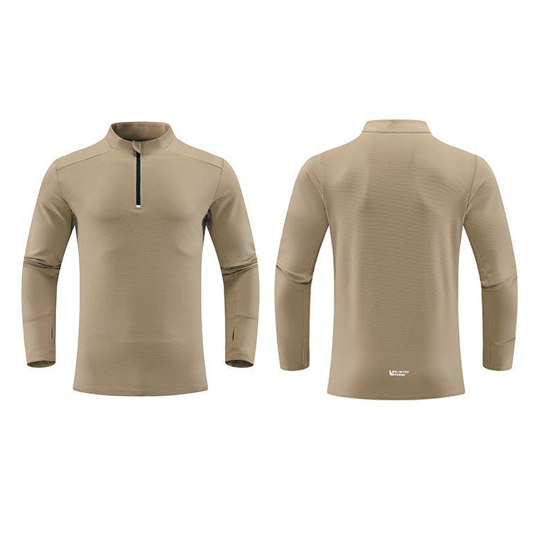 

Dijia Men s Quick-Dry Running Pullover: Long-Sleeve, Stand-Up Collar, Half-Zip, Finger Protection for Fitness Training. L