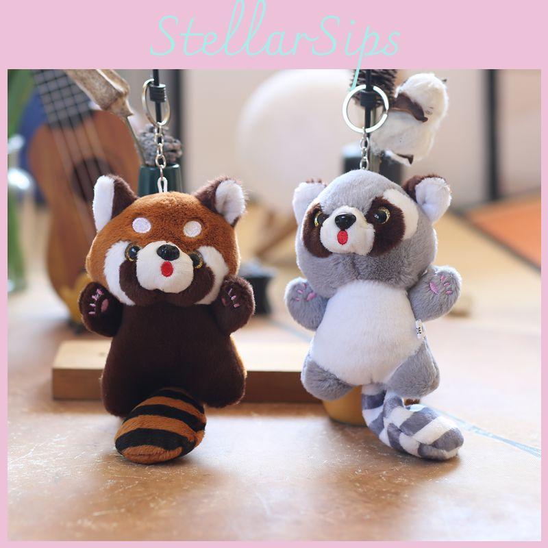 Adorable Cute Plush Raccoon Keychain Pendant Soft Stuffed Toy For Bags And Accessories
