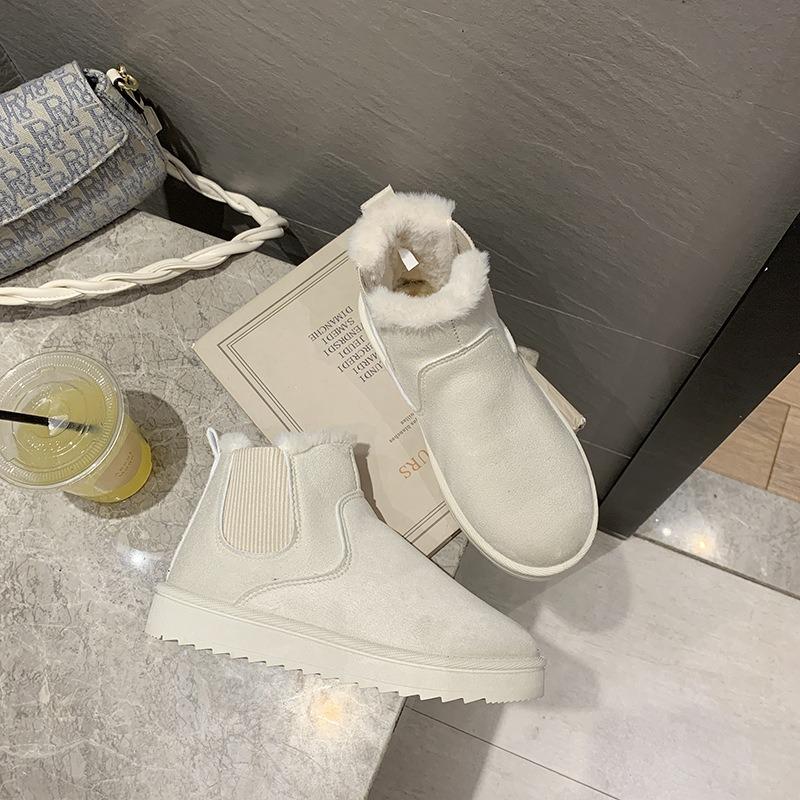 Snow boots women's new thickened and velvet cross-border large size winter fashion warm one-pedal short boots cotton shoes women