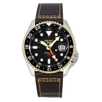 5 Sports SKX GMT Odinė apyrankė Rudas ciferblatas Automatinis SSK036K1 100M Vyriškas laikrodis