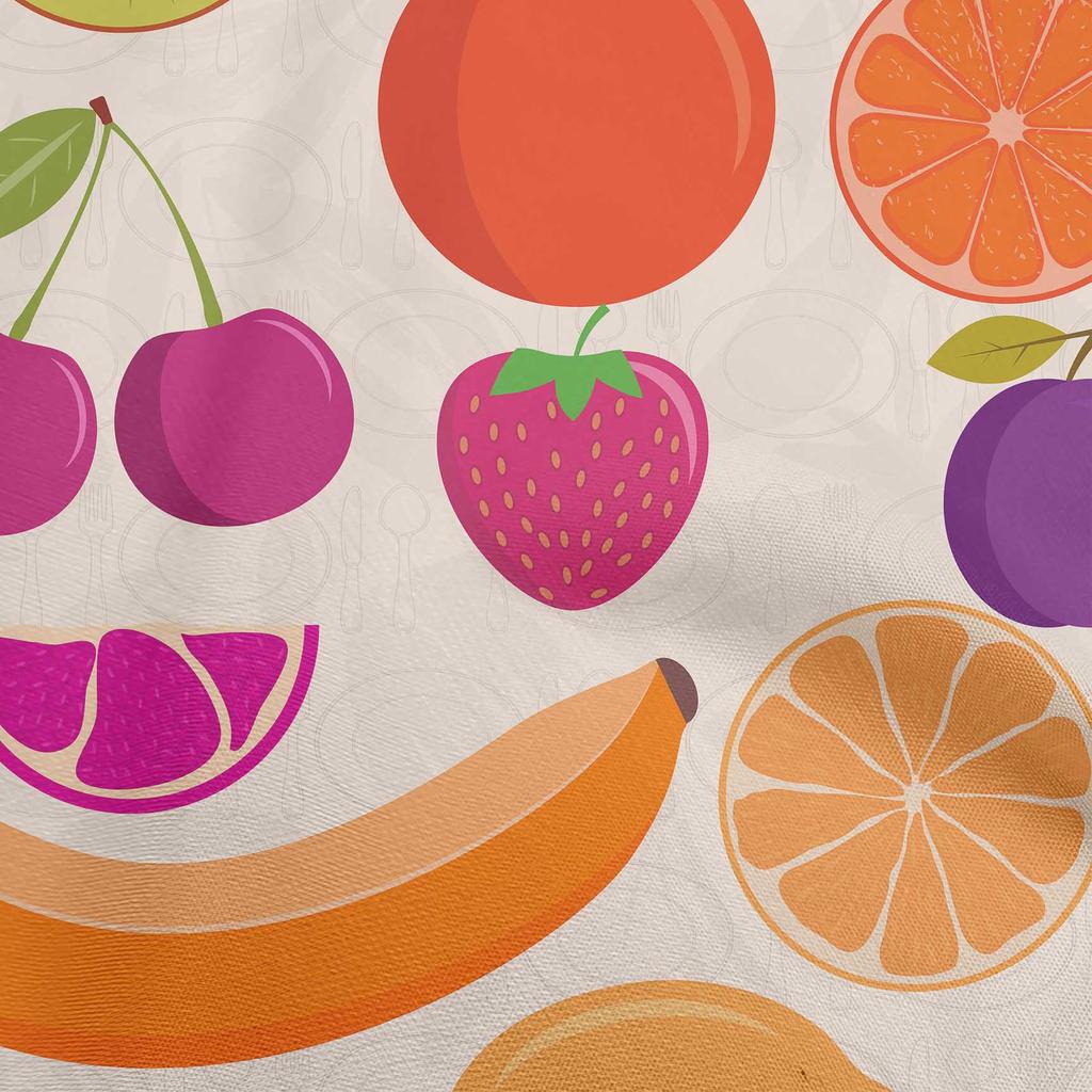 oneOone Bavlna Flex Světle šedá látka Ovoce Řemeslné projekty Dekor Fabric Printed By The Yard 40 Inch