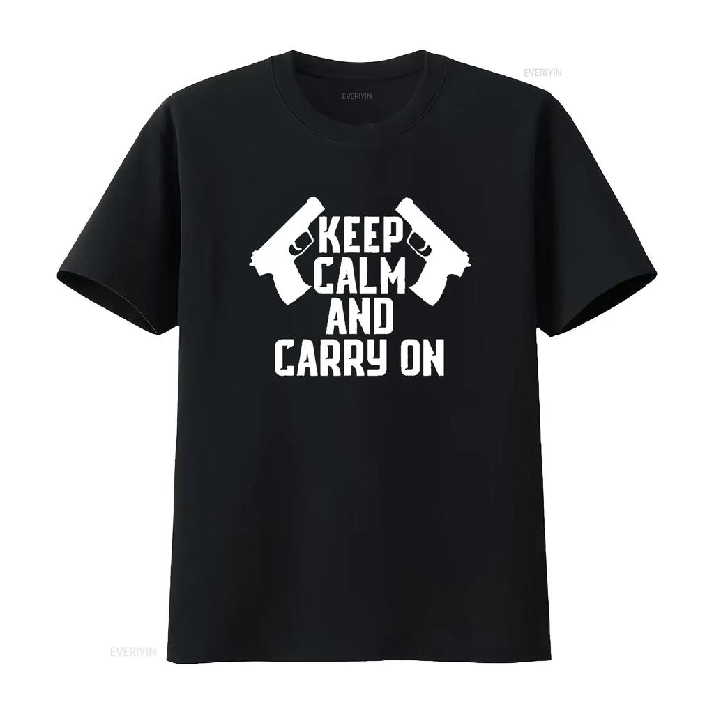 Keep Calm And Carry On Guns Graphic T-Shirt