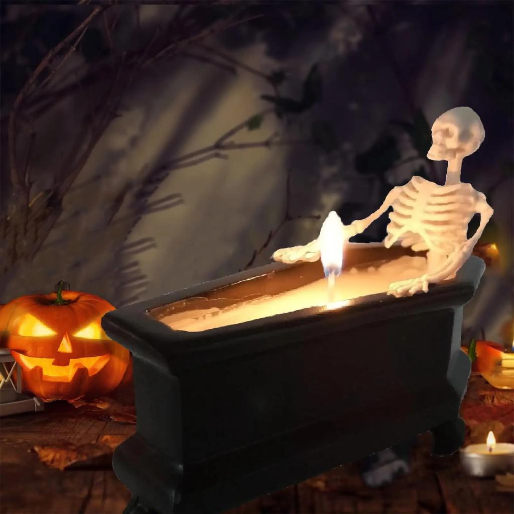 Skeleton Candle for Halloween Decorations Gothic-Inspired Long-Burning Crafted for a Haunting Ambiance the Perfect Ghostly Gift