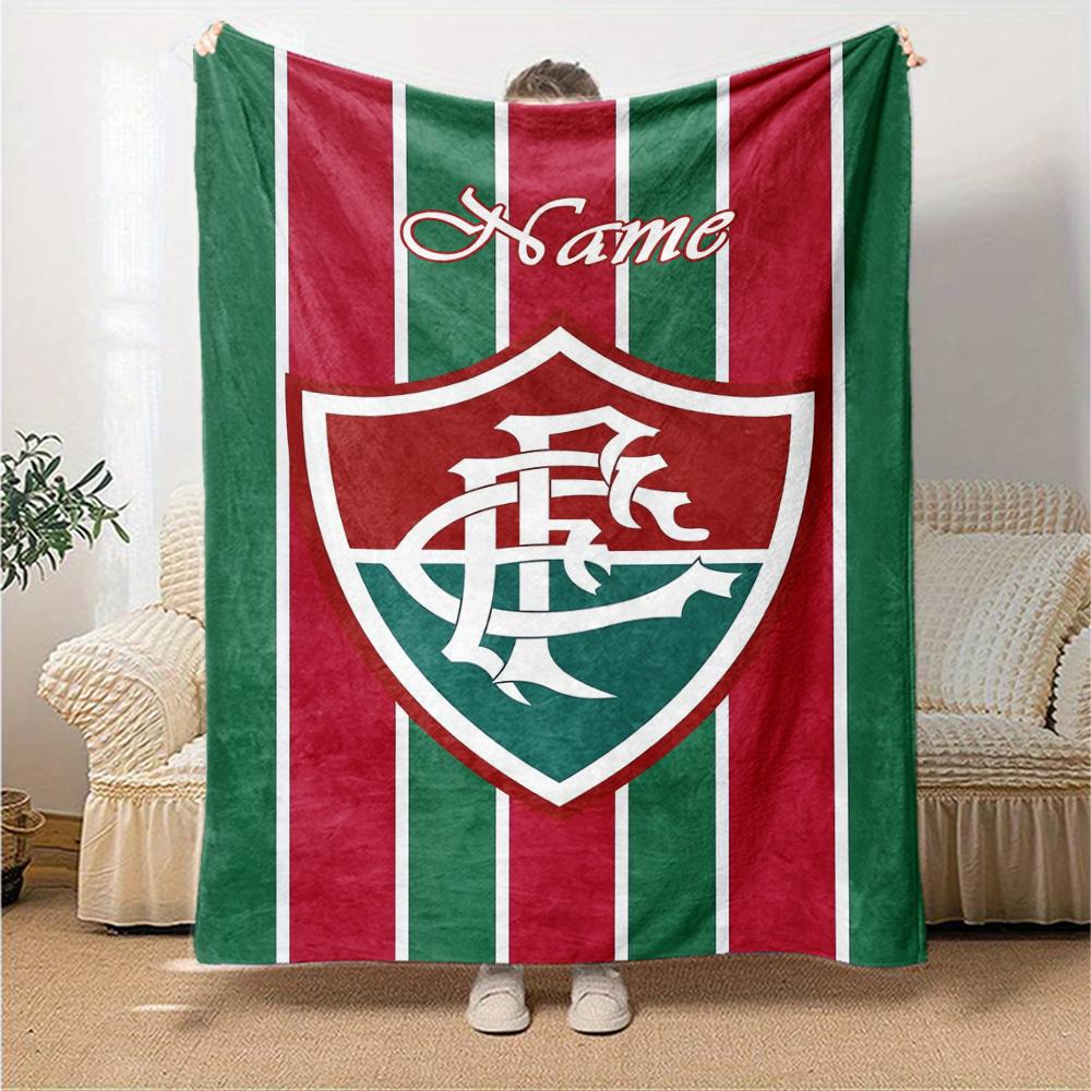 Custom Name Fluminense FC Theme Printed Blanket - Perfect for Couch, Bed, Travel & Outdoor Use | Machine Washable, Cozy & Durable.