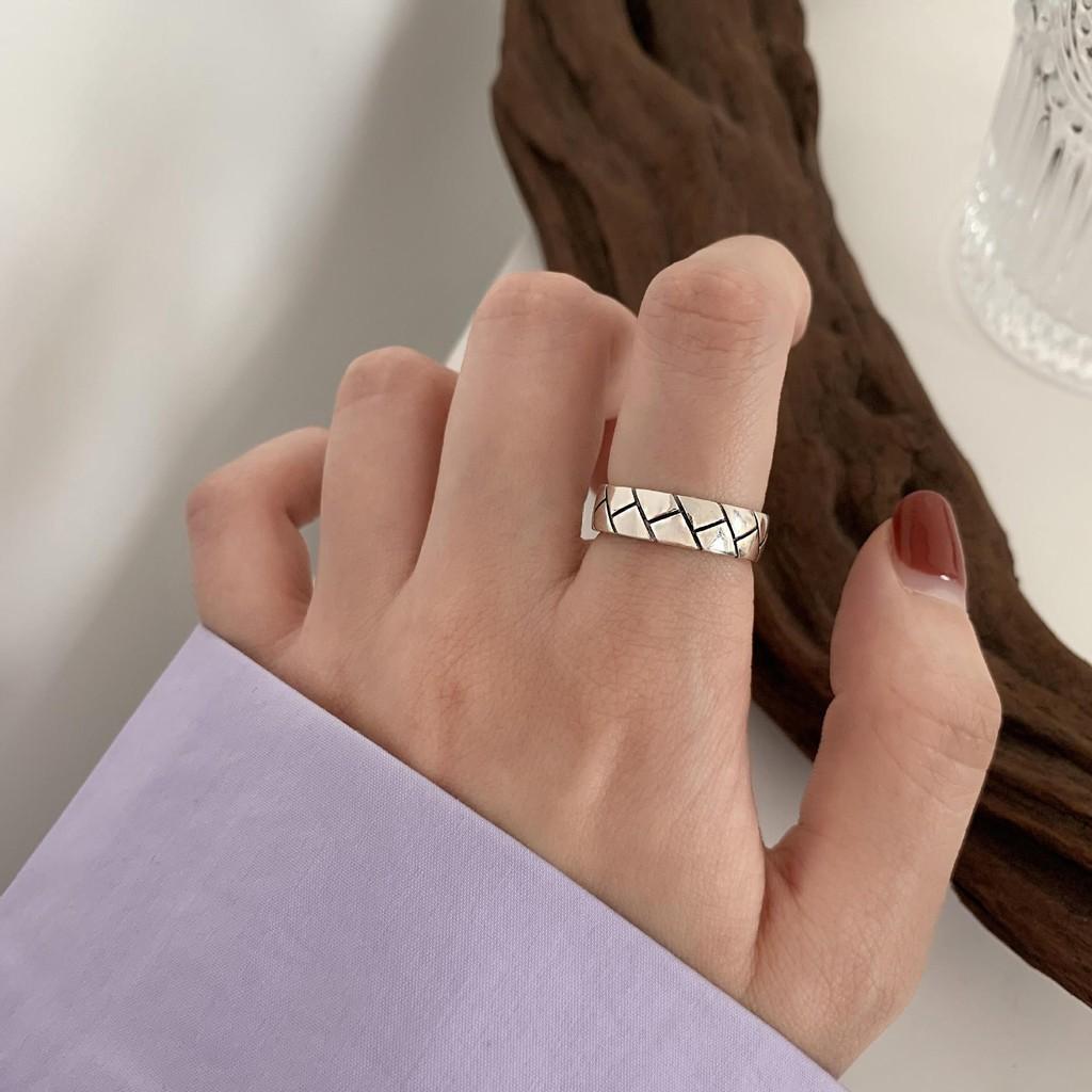 Minimalist Unique Womens Silver Ring With Elegant Geometric Shape Adjustable Size