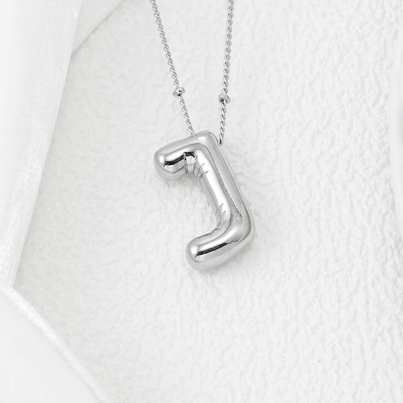 Smooth Chunky Bubble Initial letter Pendant Necklace Women Personality Jewelry Gold Balloon 26 Letter Necklaces