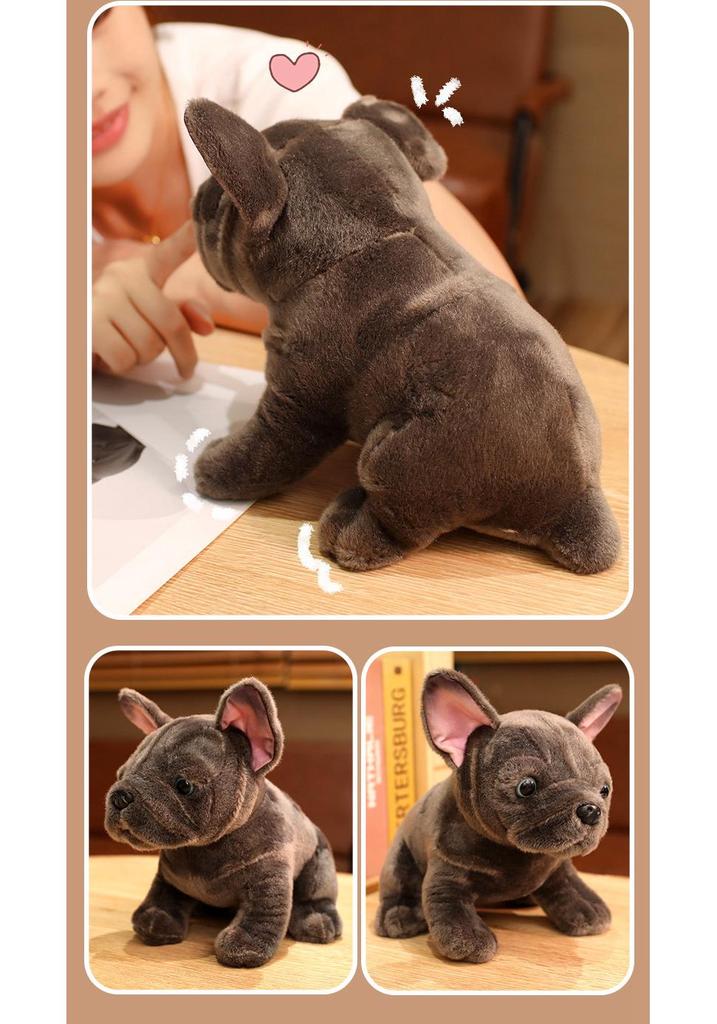 Gray Bulldog Plush Toy - French Bulldog & Shar Pei Mix