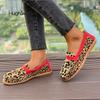 Fashion Pink Leopard Print Moccasins Woman Soft Pebble Sole Loafers Ladies Fashion Horse Hair Slip-on Flat Shoes Plus Size