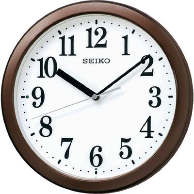 Saat Duvar Saati Kahverengi Metalik Çap Radyo Analog Kompakt Boyut KX256B 28.0x4.6cm