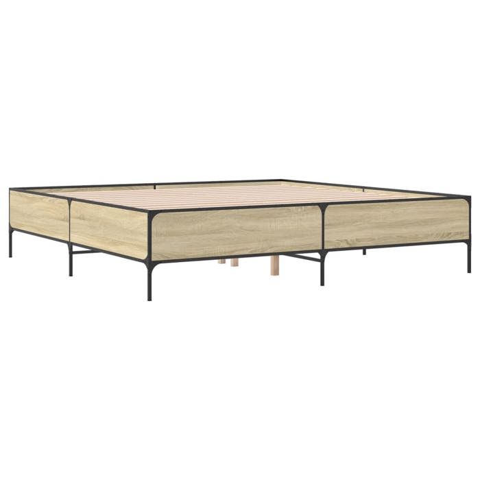 VidaXL Bed Frames, Double Bed with Slatted Base, Adult Bed with Bedroom Footboard, Modern, Sonoma Oak 180x200 Cm Wood 3279783