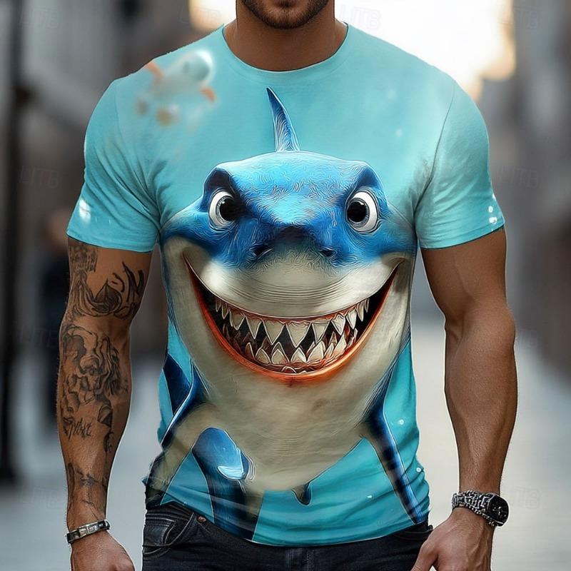 Lustiges Herren Strand Krokodil Grafik T-Shirt Neuheit 3D Hai Druck t-shirts Mode Cool Party Kurzarm Tops Sommerkleidung