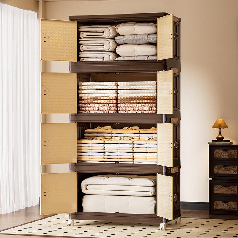 Retro Storage Cabinet: No-Assembly Multi-Layer Organizer for Snacks, Sundries, Kids' Wardrobe, Toys, and More