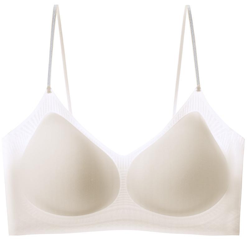 Summer thin ice silk seamless suspender soft support version fixed cup gathered bra closed breast fragrance beautiful back