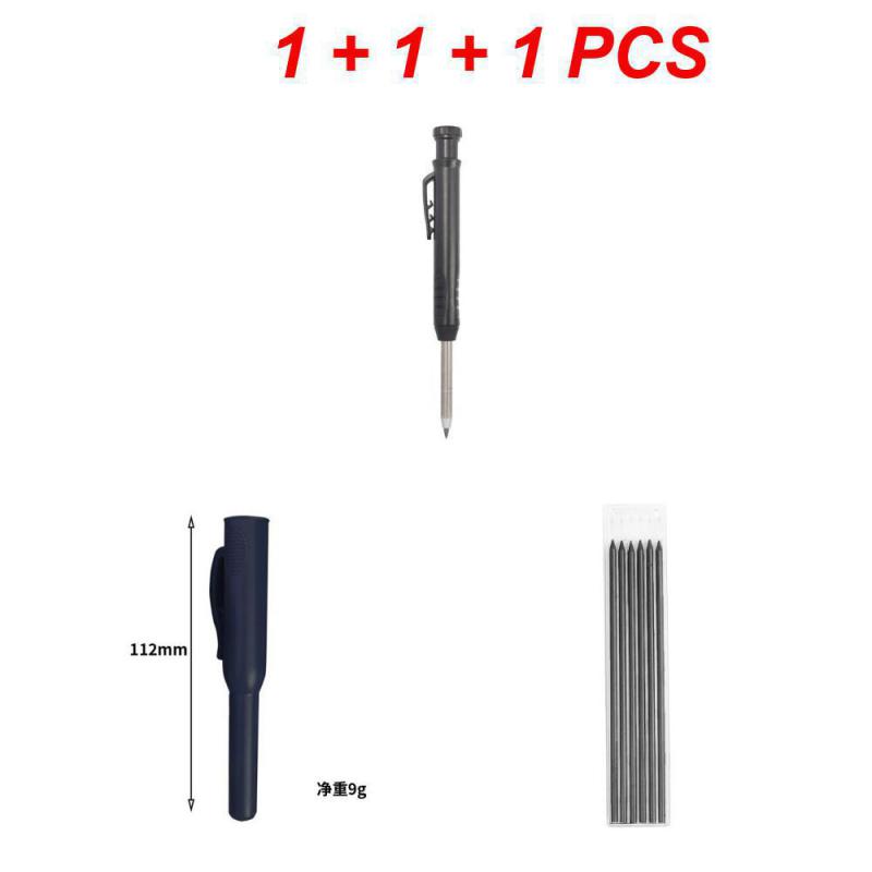 Carpenter's Movable Pen Deep Hole Marking Pencil Refill Carpenter Scriber Mechanical Pencil With Sharpener Stationery Supplies