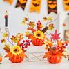 Rustic Autumn Floral Arrangement Fall Artificial Pumpkin Table Centerpiece, Fake Decoration with Sunflowers, Halloween Party Ornament Maple