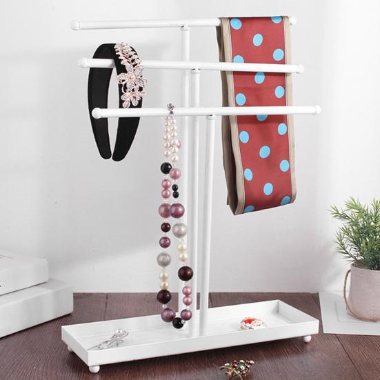 Jewelry Rack Stable Base Multi-Tier Easy To Assemble Keep Organized Space-saving Necklace Display Functional T-Shaped Ring Watch Bracelet Storage