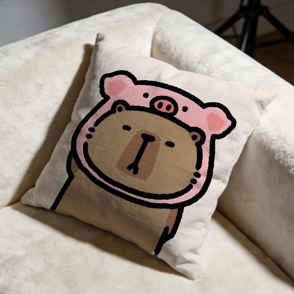 Capybara Cushion Cover Soft Decorative Pillow Case Suitable for Bedroom Sofa Car Travel Use