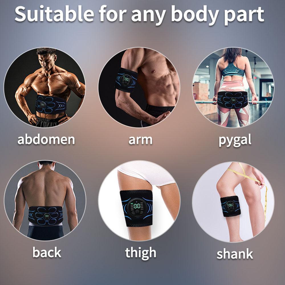EMS Muscle Stimulator Abs Trainer Smart Abdominal Massage Toning Belt USB Recharge Fitness Massager Body Arm Waist Lose Weight
