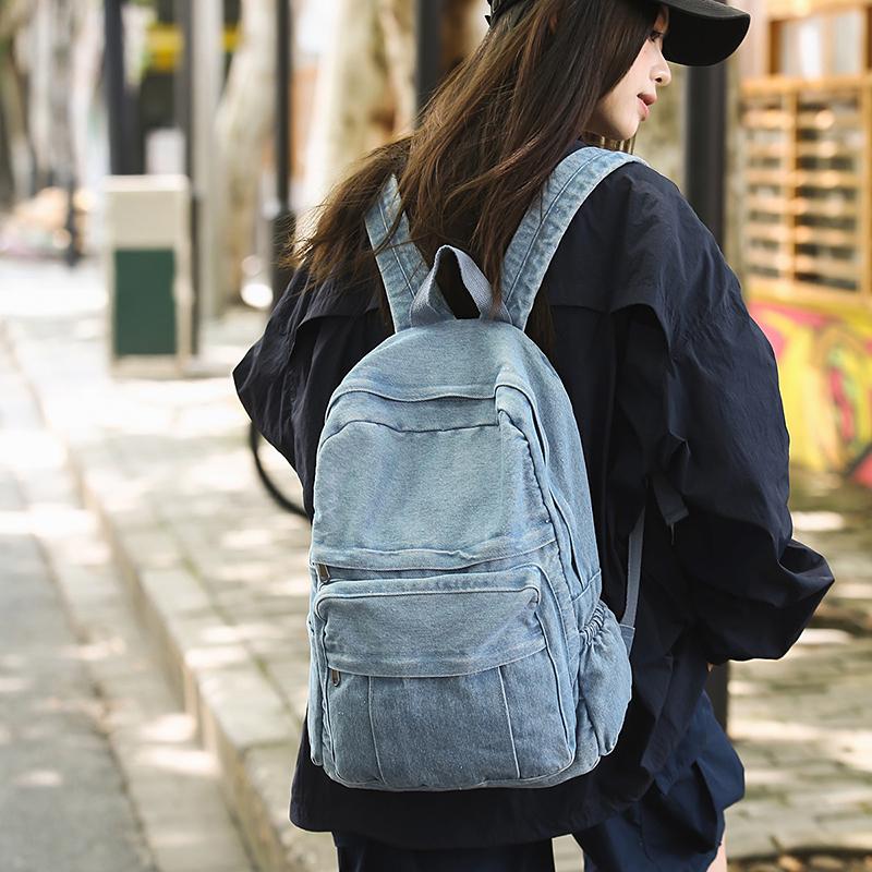 Denim Backpack Student Schoolbag Women's Travel Backpack