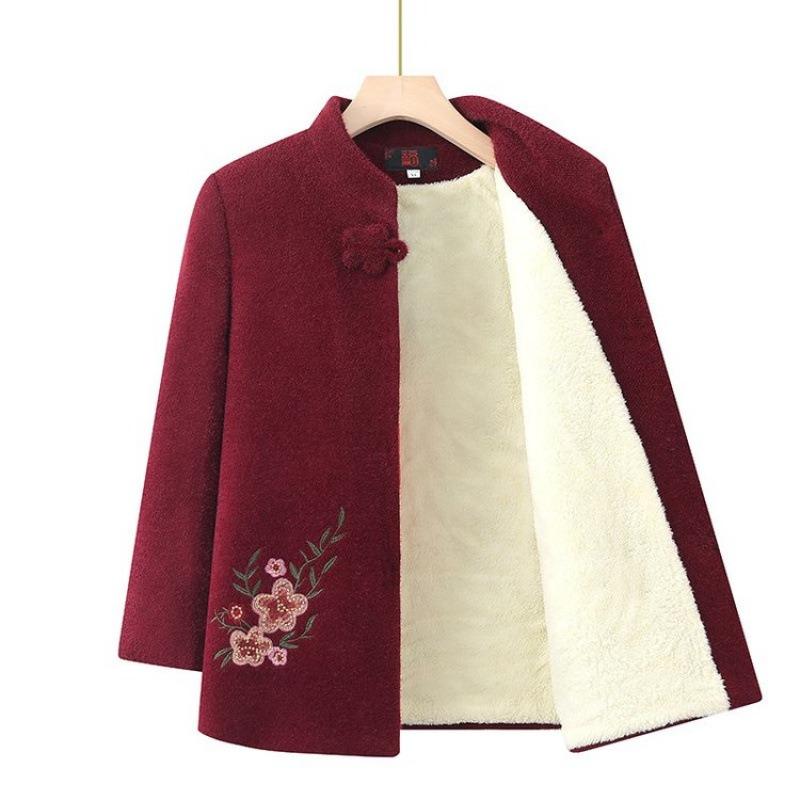 Grandma Autumn and Winter Coat Women's Middle-aged Elderly Mother Clothing Autumn Clothing Fleece Thickened Old Lady Imitation Mink Velvet Clothes