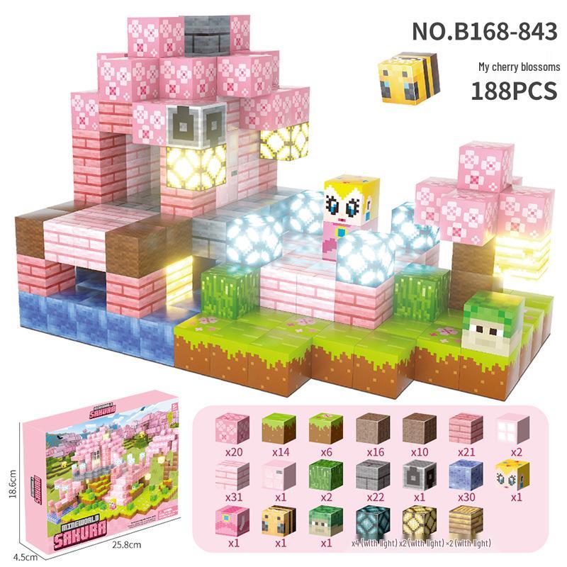 2.0cm DIY Magnetic Building Blocks with Lights - Magnetic Cubes Military Engineering Farm Set