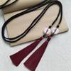 Handwoven Traditional Chinese Style Hanfu Waist Tie Belt with Ping An Pendant for Women Men Cosplay Daily Outfits