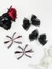 2pcs/set Gothic Style Heart-shaped Cross Lace Bow Hair Clip, Women's Landmine Series, Mass-produced Lolita Hair Accessory