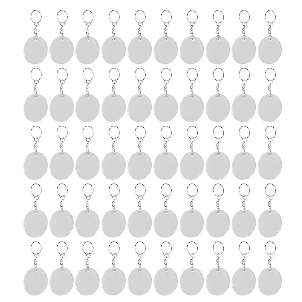 50PCS Acrylic Keychain Blanks DIY Painting Transparent Protective Film Blank Keychains