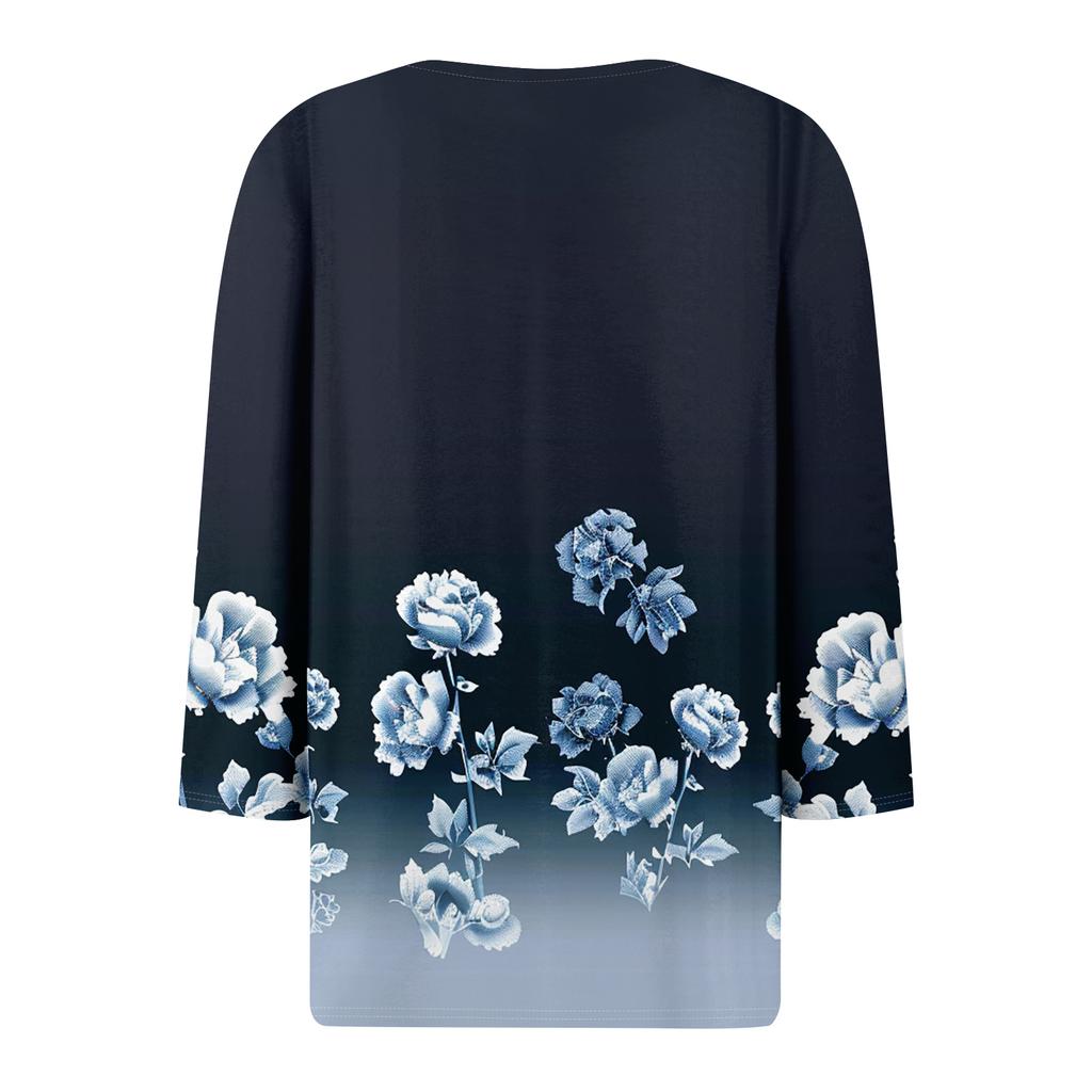 Damen 3/4-Ärmel Shirts Grafik-T-Shirts Shirts Lässige Basic-Tops Pullover