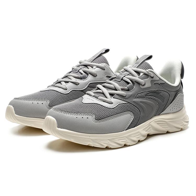Anta Cushioning Slip Resistant Abrasion Resistant Breathable Lightweight Low Top Running Shoes Men's Gray 912235527-3