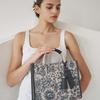 Navy Flower Embroidery Jacquard Tote Bag S   Dcba5e654n2