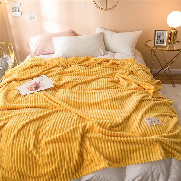 Summer Blankets Bed Coral Fleece Blanket for Sofa Throws Striped Warm Plaid Fleece Bed Cover Flannel Blanket