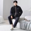 Winter Coral Fleece Pajamas Men'S Three-Layer Padded Cotton Thickened Warm Zipper Flannel Loungewear Padded Jacket Fleece Set