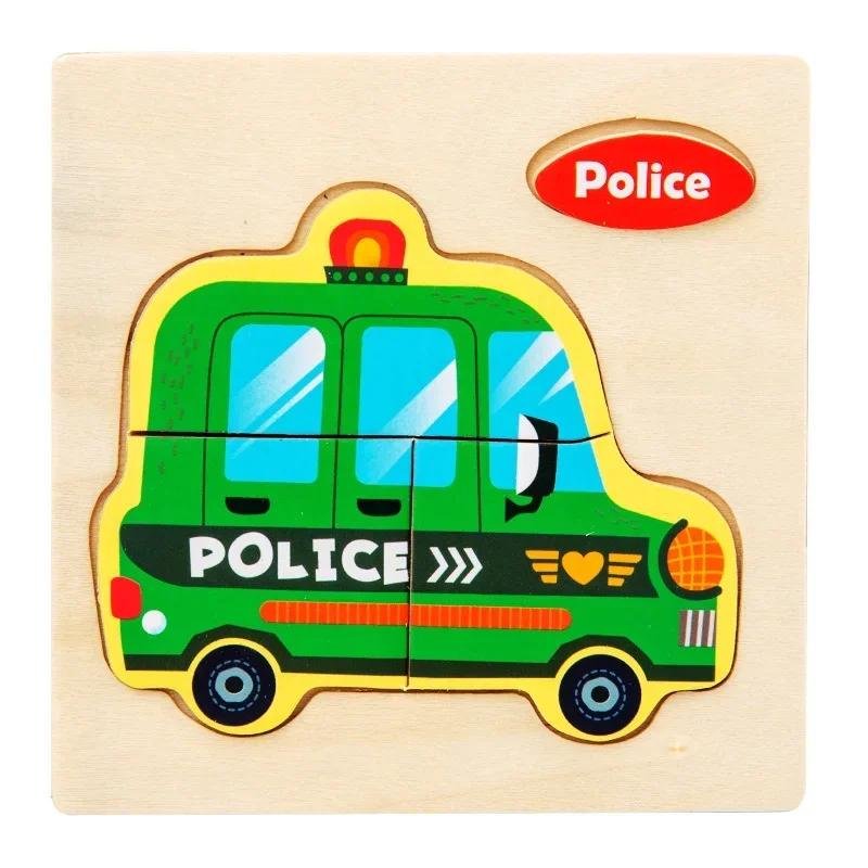Baby Montessori Toys 3d Wooden Puzzle Cartoon Animal Traffic Jigsaw Puzzle Early Learning Educational Toys for Children Gift