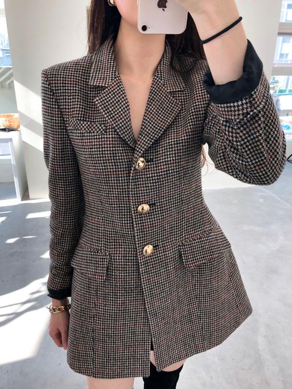 Iamj Houndstooth Check Wool Jacket