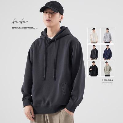 Herren Trendy FAFC2025 Schwerer Kapuzenpullover mit Plus-Samt - Einfarbiger Herbst-Pullover