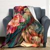 1pc Parrot Blossoms Lightweight Flannel Blanket, Comfortable and Warm Blanket, for Office and Camping Sofa Bed, Livingroom138