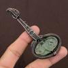 Natural Moss Prehnite Stone Handmade Copper Wire Wrap Guitar Pendant 3.1" J4k58