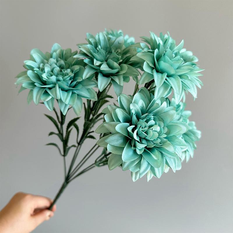 

Artificial Dahlia Flowers Bouquet of 7-Heads Fake Flowers for Wedding Desk Room Party Bouquet Table Centerpiece Home Decorations 1pc