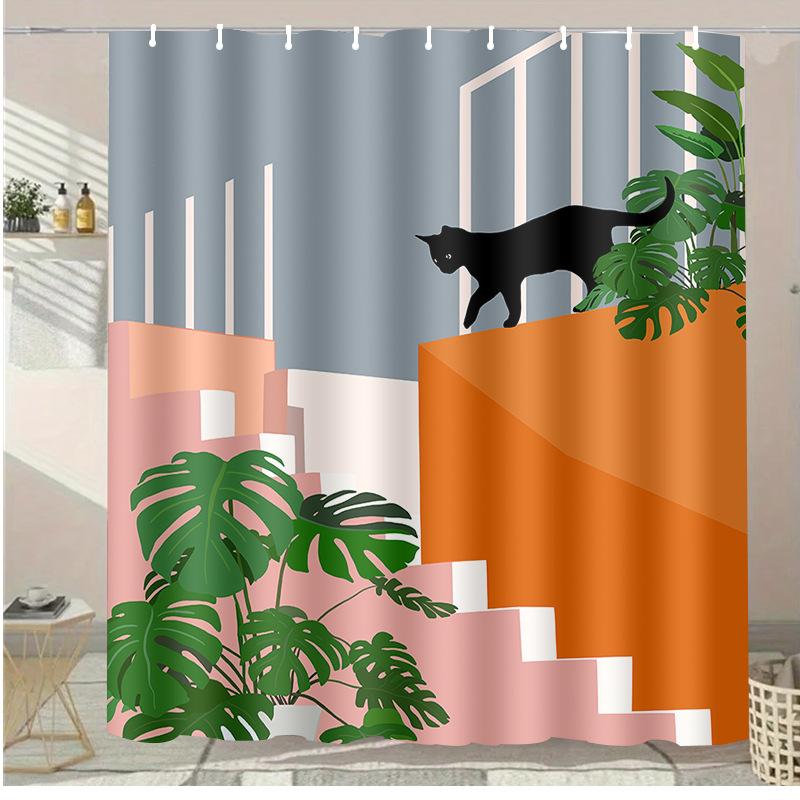 Painted Blue Heron Washable Dirt-Resistant Shower Curtain Shower Head Waterproof Polyester Bath Curtain For Home Decor