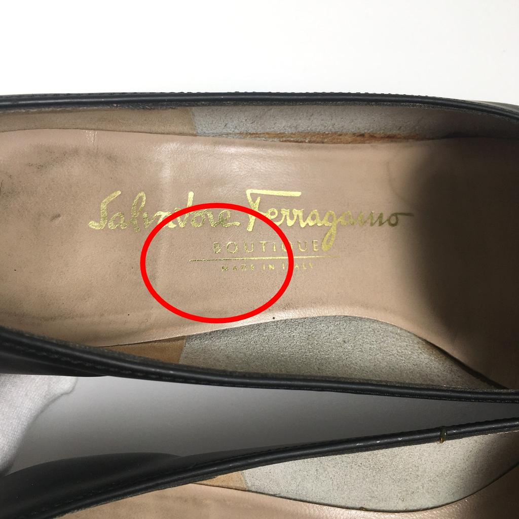 Salvatore Ferragamo Low Heel Square Toe Pumps 5C Calfskin Black Women Used