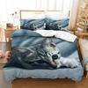Cat Series Cute Animal 3D Digital Printing Quilt Cover Three-Piece Bedding