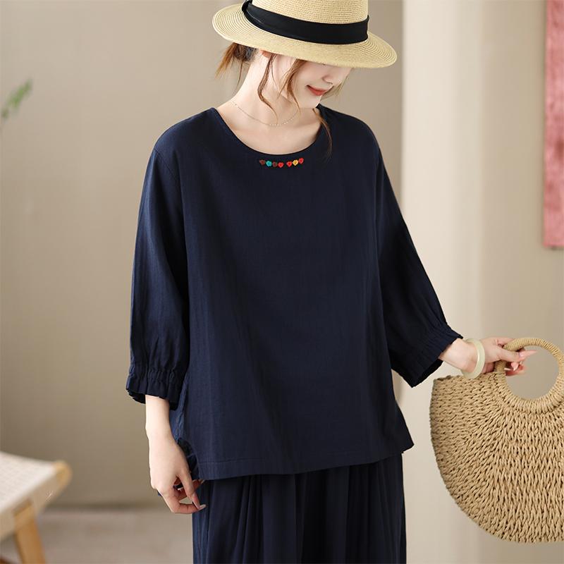 DIMANAF 2026 Plus Size Summer Pants Suits Women Sets Suits Loose Tops Shirts Long Pants Cotton Loose Casual Clothing
