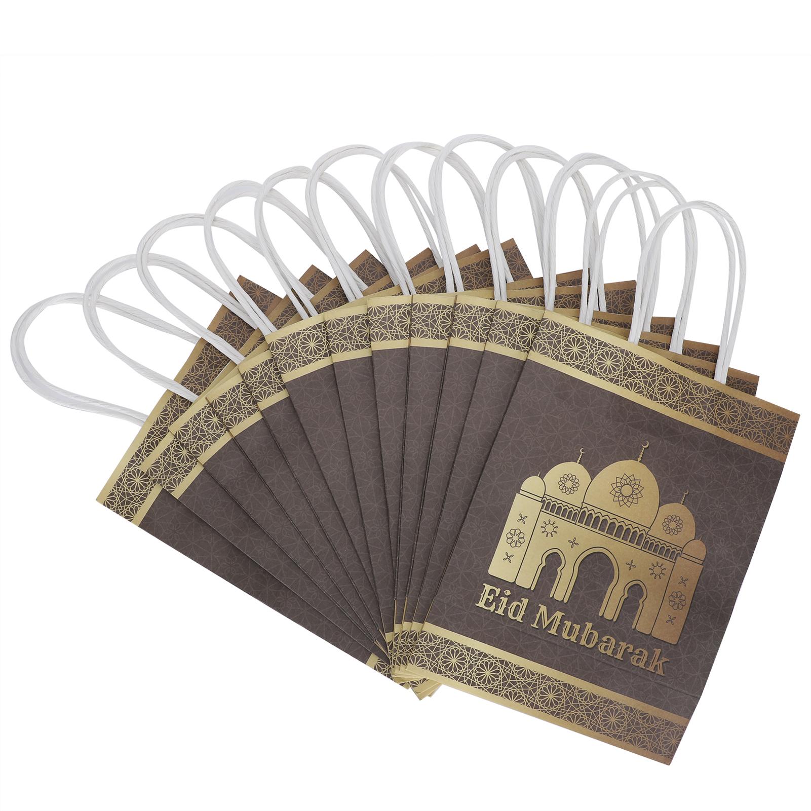 

12 шт. Подарунковий пакет Рамадан з мотузковою ручкою Паперові прикраси Сумка-шопер Матеріали для рукоділля EID MUBARAK