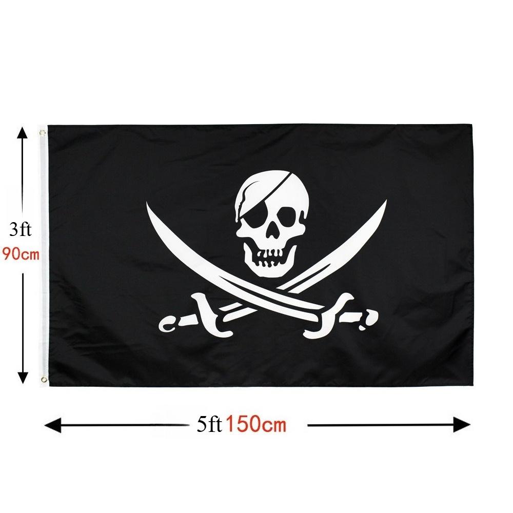 

90 * 150см (3 * 5ft) Красная бандана Пиратский флаг Череп Флажная гирлянда Хэллоуин Платье Садовое украшение Праздничное торжество D